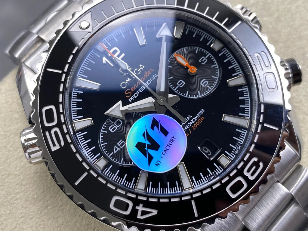 Omega Seamaster 46mm Black Dial Sliver Case Black Bezel Steel