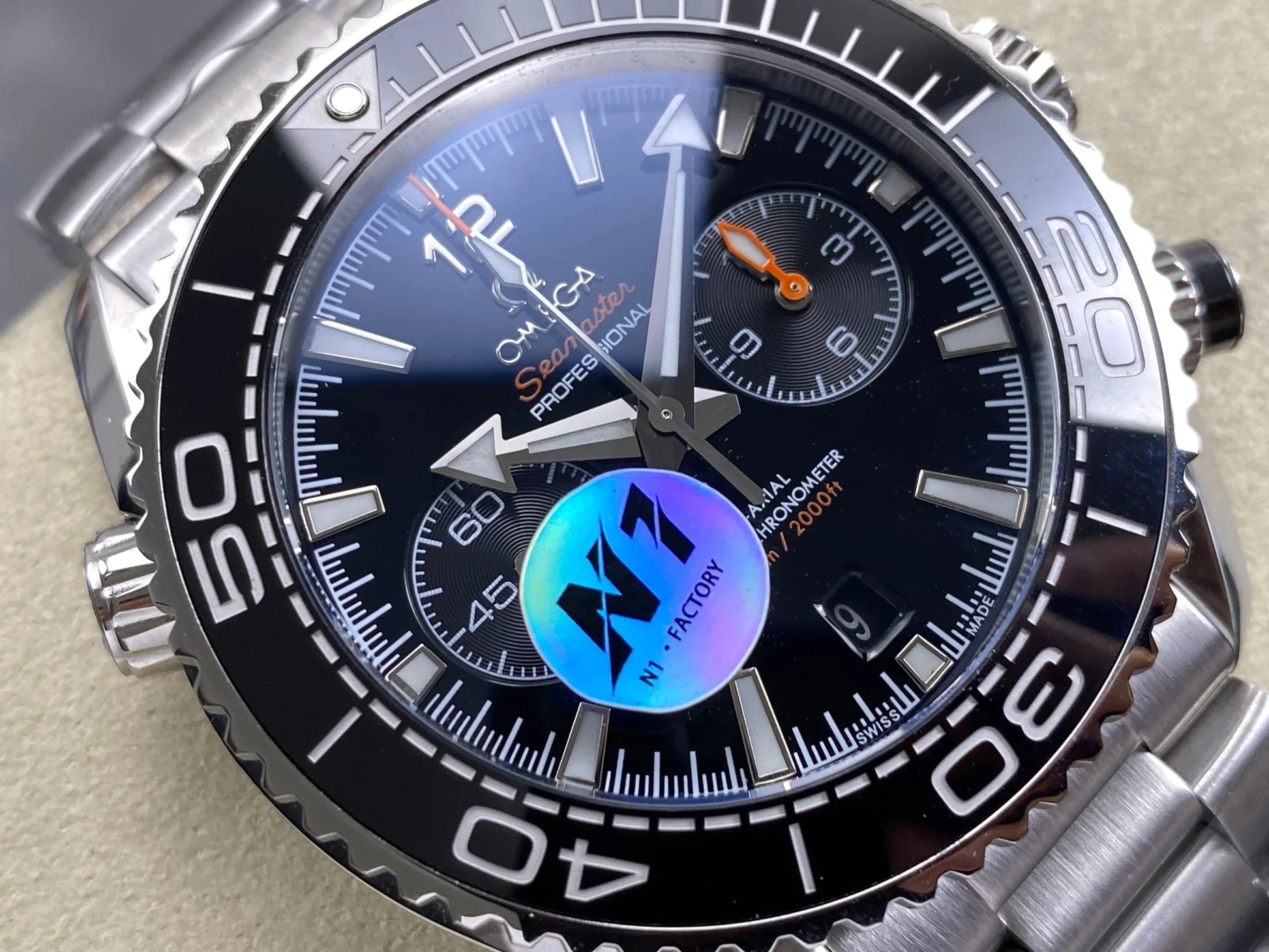 Omega Seamaster 46mm Black Dial Sliver Case Black Bezel Steel