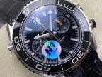 Omega Seamaster 46mm Black Dial Sliver Case Black Crocodile Leather
