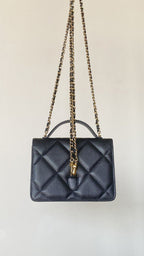 Chanel 25 Bag 18cm Black Lambskin