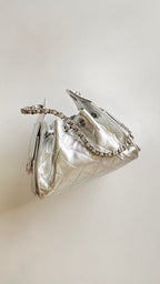 CC 2025 Hobo Bag Silver 22cm Metallic Grained Calfskin