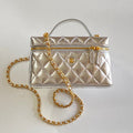 Chanel 25 Box Bag Silver Metallic Leather