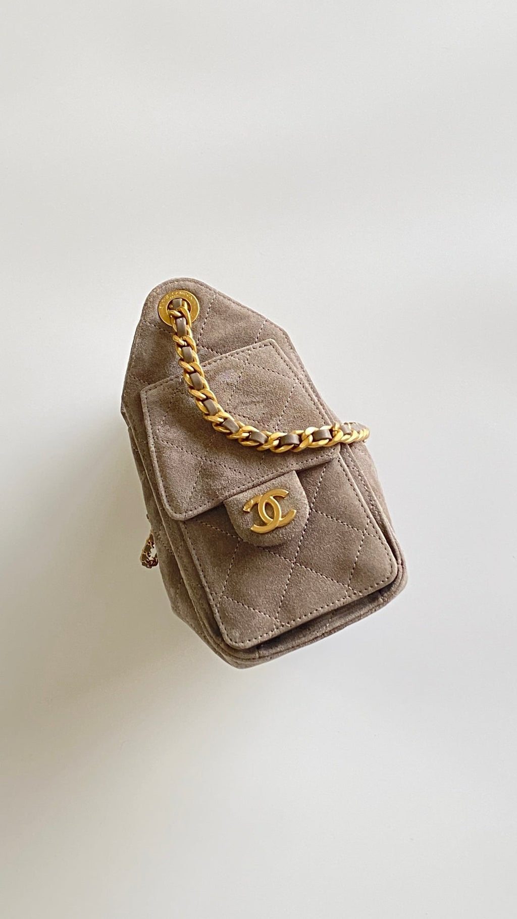 Chanel 2026 Hobo Bag 22cm Light Grey Suede