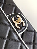 CC 25P Mini Flap Bag 20cm Black White Calfskin
