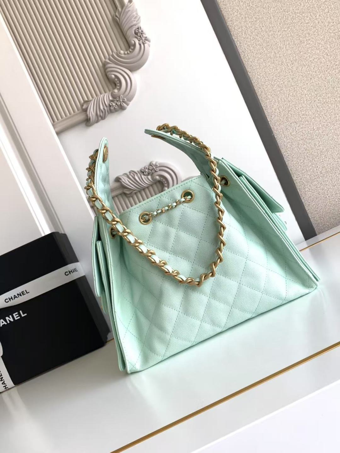 CC 25C Hobo Bag 30cm Turquoise Blue Grained Calfskin