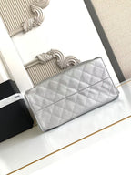 CC 25C Hobo Bag 30cm Silver Metalic Grained Calfskin