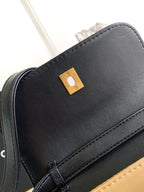 CC 25A Shoulder Bag 18.5cm Brown Black Suede