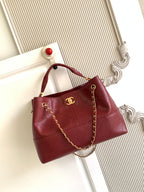 Chanel 2026 Stitched Shopping Bag 36cm Red Calfskin 348239
