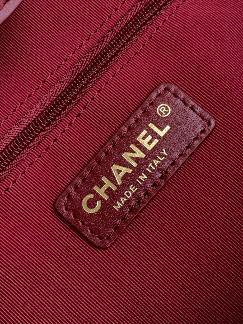 Chanel 2026 Stitched Shopping Bag 36cm Red Calfskin 348239