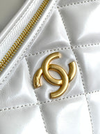 CC Hobo Bag With Chain 35cm White Lambskin 277764 GHW