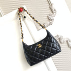 CC Hobo Bag With Chain 35cm Black Lambskin 277765 GHW