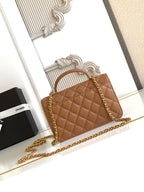 CC Handle Bag 19cm Double C Camel Lambskin Gold Hardware