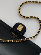 CC Handle Bag 19cm Double C Black Lambskin Gold Hardware