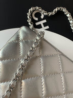 cc 24a nano 19cm kelly shopper bag sliver metallic lambskin
