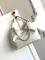 Chanel 2026 Hippie Hobo Bag 35cm White Calfskin 326214