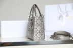 CD Lady Dior Mini Diamond Bag Gray Satin