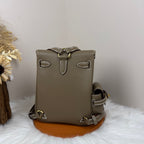 HM Kelly Jump Backpack Taupe Brown Cowhide Gold Hardware 270040