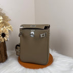 HM Kelly Jump Backpack Taupe Brown Cowhide Sliver Hardware 270042