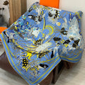 HM 25s The King Scarf 140cm Black Blue Cashmere 973053