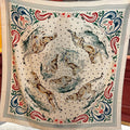 HM 25s Jungle Love Scarf 140cm Beige Blue Cashmere 976288
