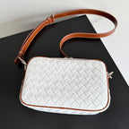 BV 25 Small Intrecciato Camera Bag 24.5cm White Cowhide HW
