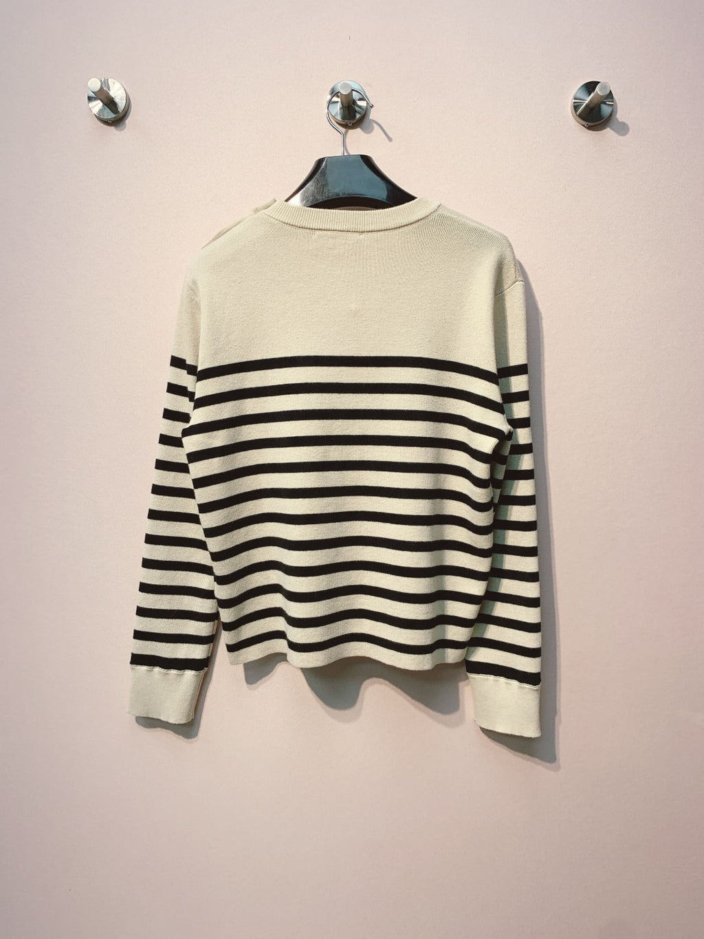 Celine 25 Striped Sweater Cream Black Wool 293418