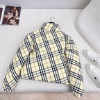 Burberry 25 Plaid Stand Collar Down Jacket Light Yellow Polyester