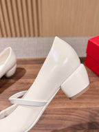 Ferragamo Vara Bow Mary Jane 3cm White Glossy Leather 693002