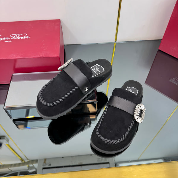 Viv 25 Birkenstock Mules Black Cowhide Fabric 250496