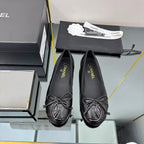 CC 25 Cambon Ballet Flat Black Quilted Calfskin