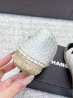 CC Espadrilles Black White Tweed 653919