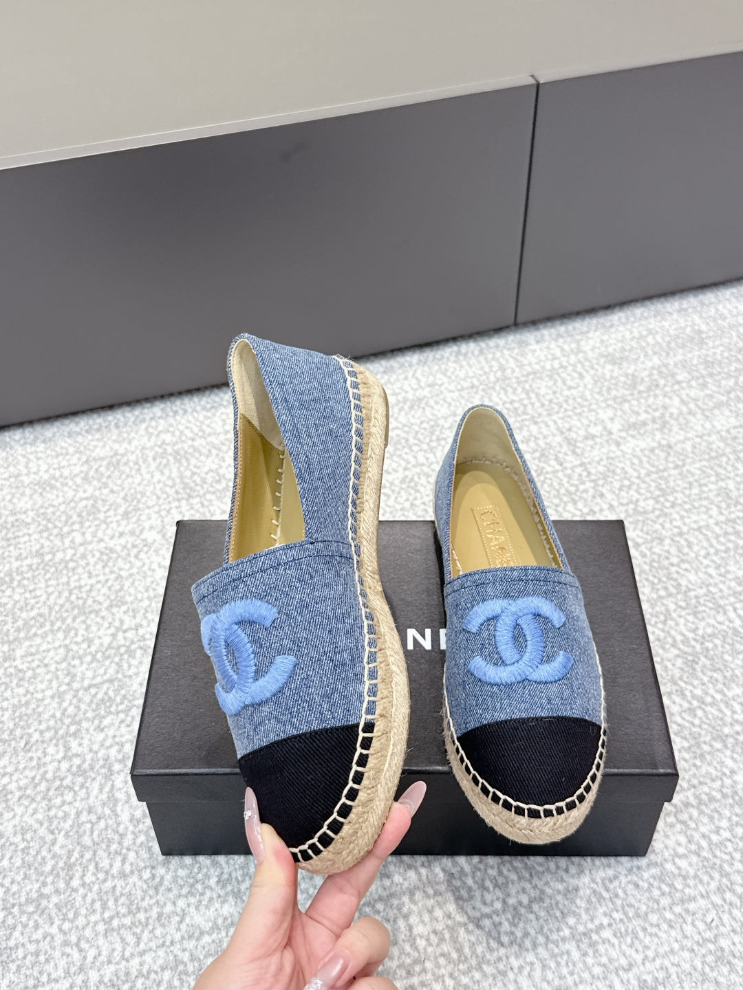 CC Espadrilles Black Blue Denim 653922