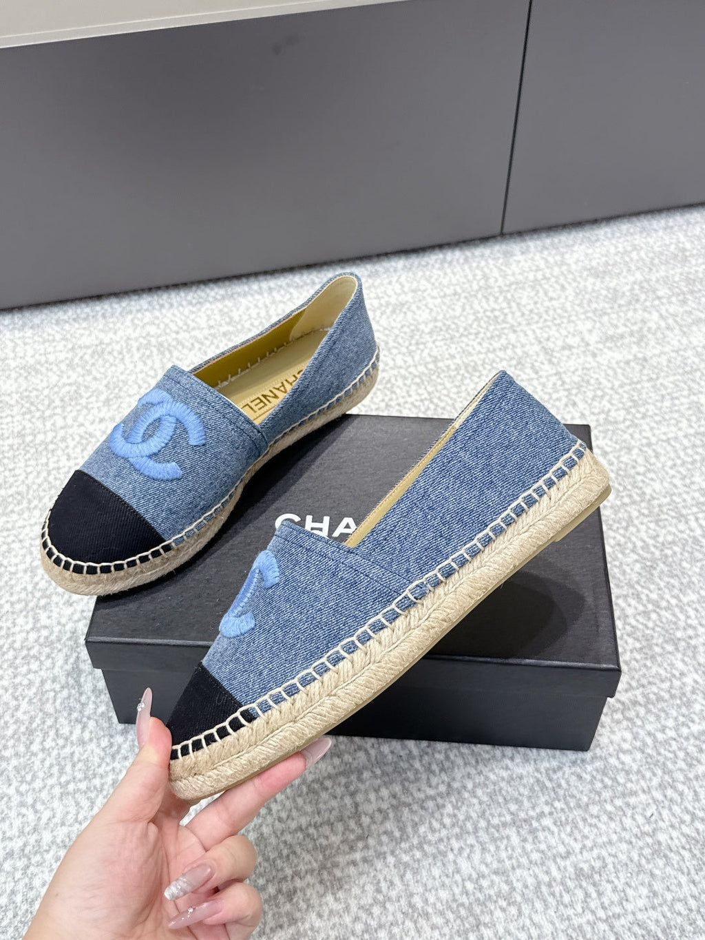 CC Espadrilles Black Blue Denim 653922