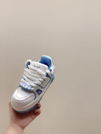 LV Trainer Maxi Sneakers White and Blue Calfskin Mesh 515200