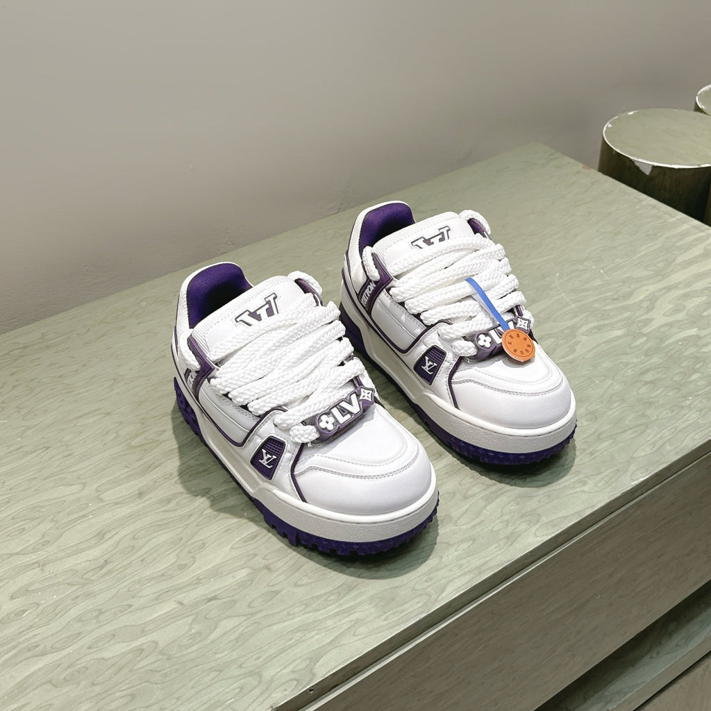 LV Trainer Maxi Sneakers White mix Purple Purple Calf Leather 515189