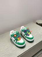 LV Trainer Maxi Sneakers Dark Green Mix White Calfskin Mesh 515194