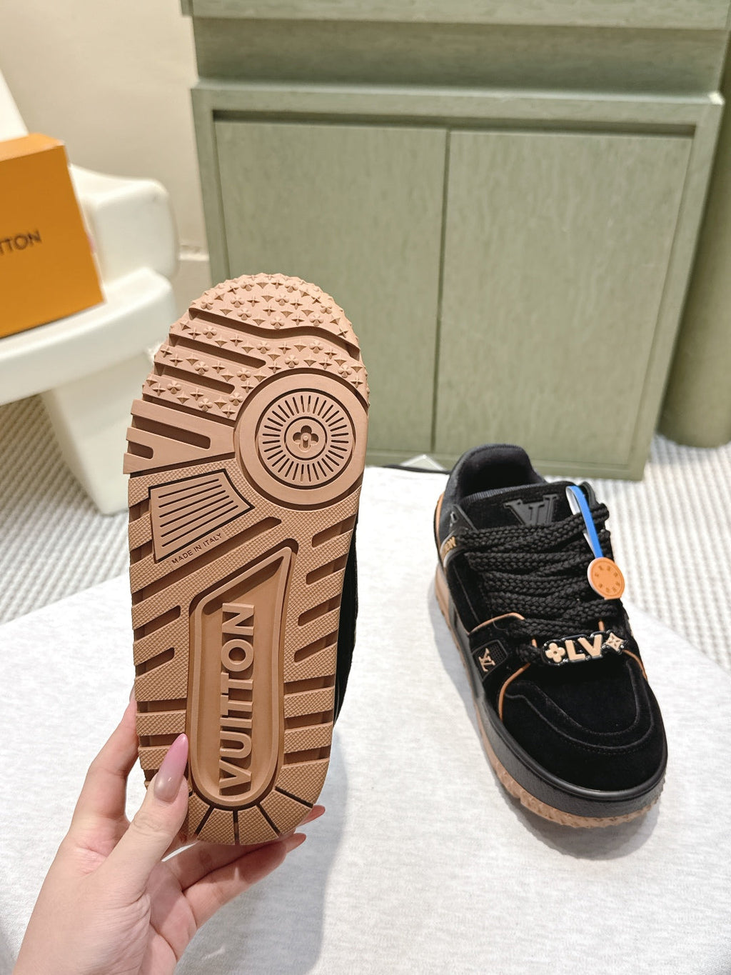 LV Trainer Maxi Sneakers Black Sude Mesh 515196