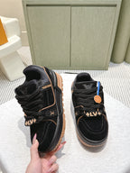 LV Trainer Maxi Sneakers Black Sude Mesh 515196
