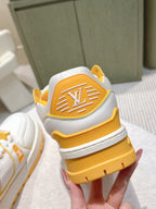 LV Trainer Maxi Sneakers White Mix Yellow Calfskin Mesh 515197