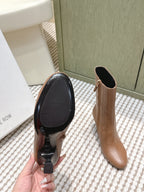 The Row 2025 Chunky Heel Round Toe Ankle Boot Brown Leather 572086