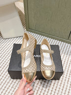 CC 25s AW Ballet Flat Gold Sequin Woven 612349