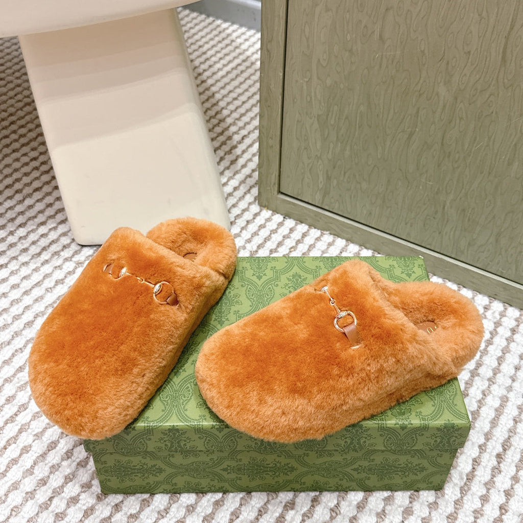 GG 26ss Loafers Rhinestones Orange Wool 612027