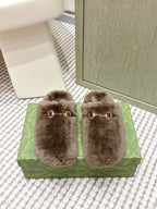 GG 26ss Loafers Rhinestones Brown Wool 612030
