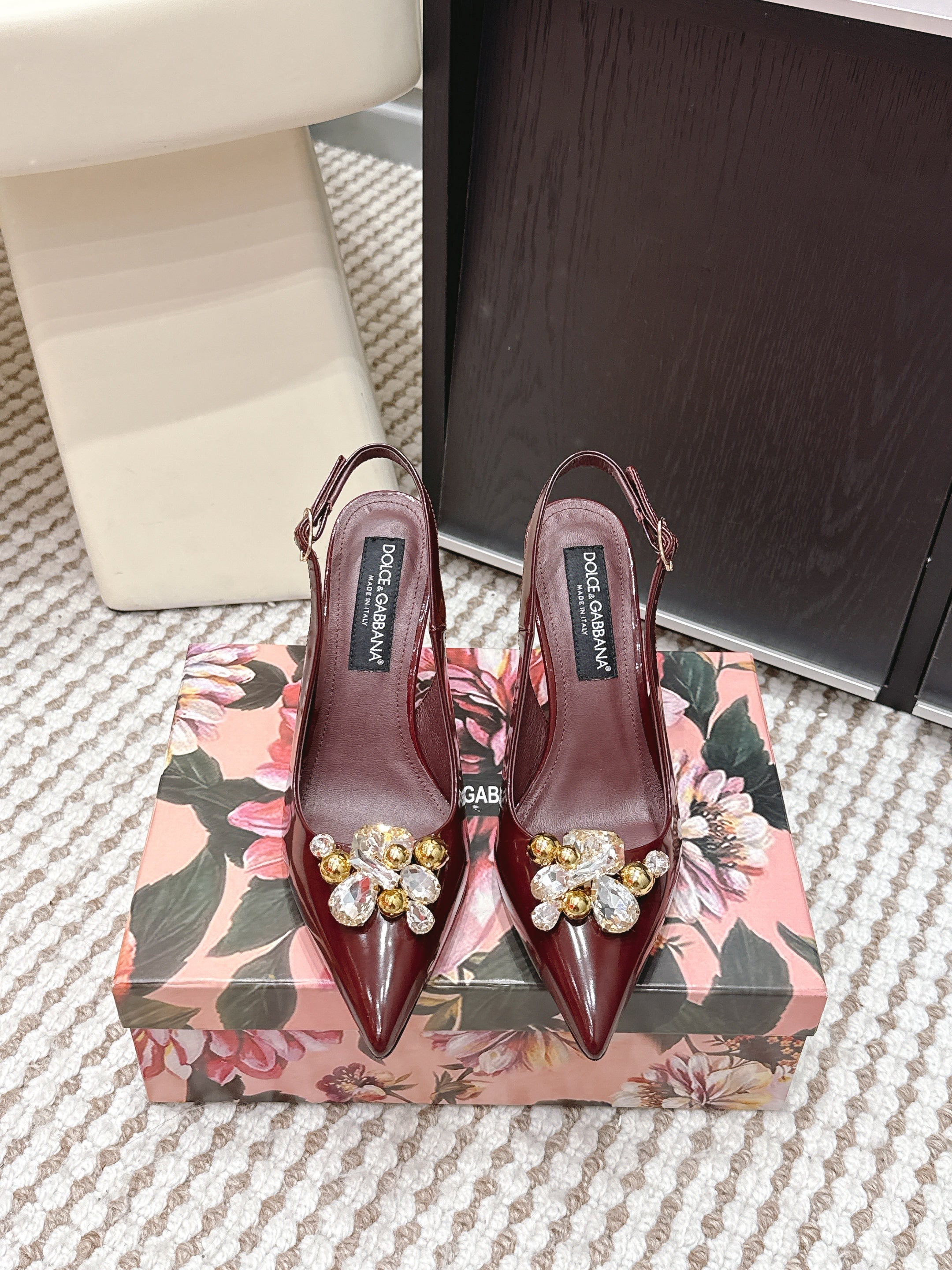 DG Rainbow Slingbacks Burgundy Patent Leather 663070