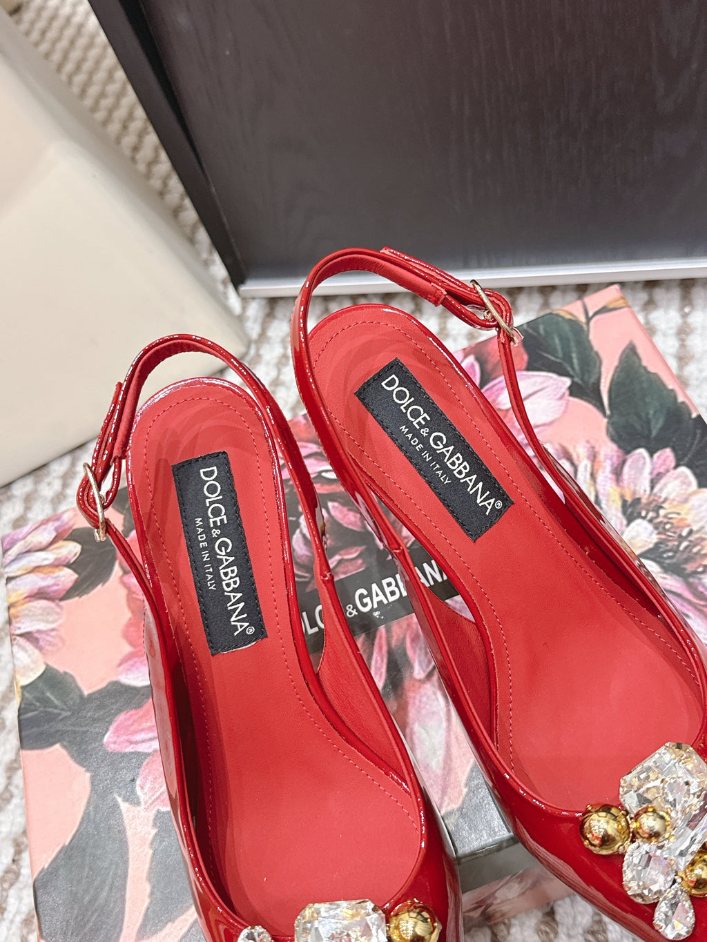 DG Rainbow Slingbacks Red Patent Leather 663072