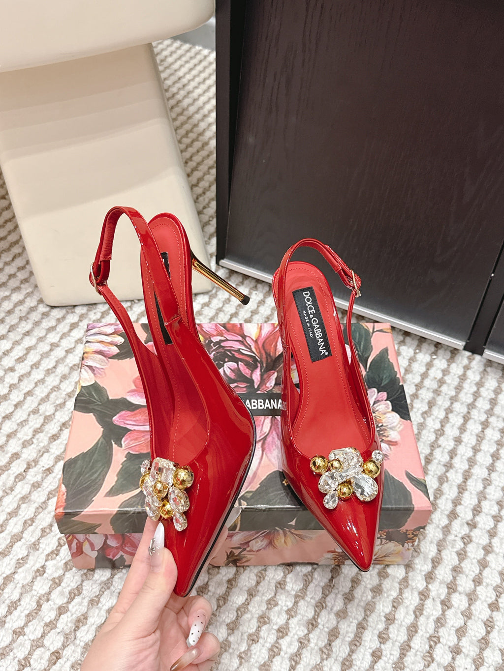 DG Rainbow Slingbacks Red Patent Leather 663072