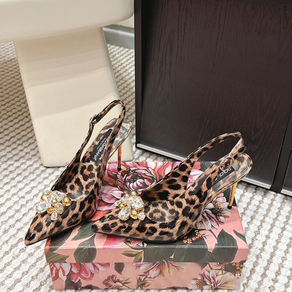 DG Rainbow Slingbacks Leopard Printed Patent Leather 663076