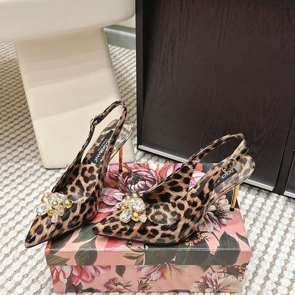 DG Rainbow Slingbacks Leopard Printed Patent Leather 663076