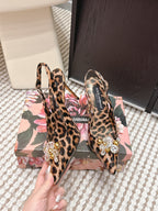DG Rainbow Slingbacks Leopard Printed Patent Leather 663076