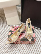 DG Pumps Crystals 6.5cm Beige Taormina Lace 663080